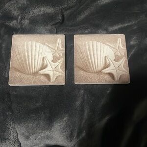 Pair of drink coasters seashells